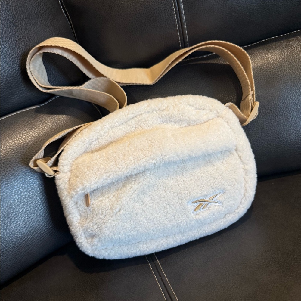 Reebok Beige Fleece Crossbody Bag NWT